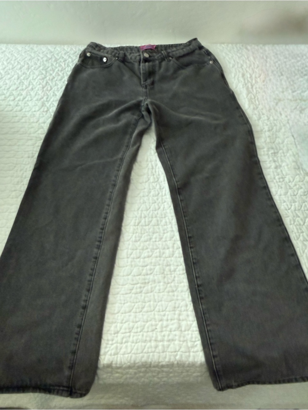 Edikted Women’s Casual Wide Leg Jeans in Charcoal Gray size medium